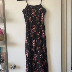 Forever 21 Black Maxi Dress with Pink Floral Design Small